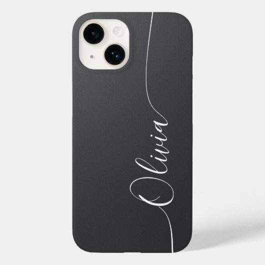 Grijze Glans Elegante Calligrafie Script Naam Case-Mate iPhone Case (Achterkant)