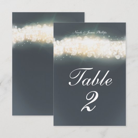 Grijze glans lichte explosie bruiloft tafel nummer kaart (Voorkant / Achterkant)