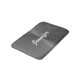 Grijze glanzende faux metal aangepaste naam badmat
