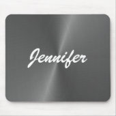 Grijze glanzende faux metal aangepaste naam muismat (Voorkant)