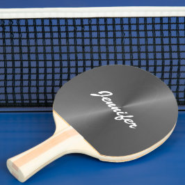 Grijze glanzende faux metal aangepaste naam tafeltennisbatje