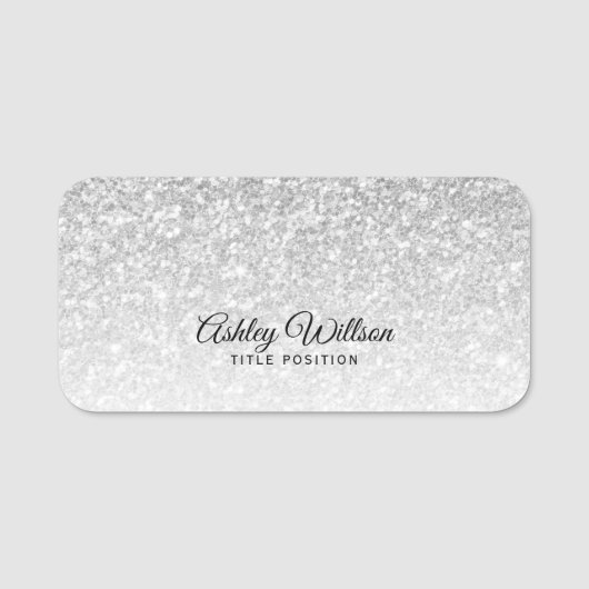 Grijze glanzende glitter naamplaatje (Voorkant)