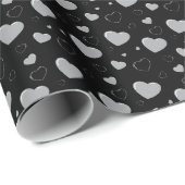 Grijze glanzende harten schattig romantisch patroo cadeaupapier (Rol Hoek)