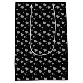 Grijze glanzende harten schattig romantisch patroo medium cadeauzakje (Achterkant)