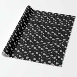 Grijze glanzende harten zoete romantische patroon cadeaupapier