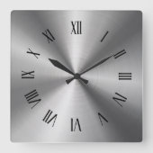 Grijze glanzende metaal-roestvrij staal Romeinse c Vierkante Klok (Voorkant)