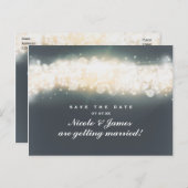 Grijze glinster lichte explosie Save The Date brie Aankondigingskaart (Voorkant / Achterkant)