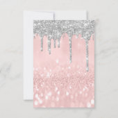 Grijze glinsterende druppels zilveren roos bruids  kaart (Achterkant)