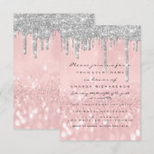 Grijze glinsterende druppels zilveren roos bruids  kaart (Voorkant / Achterkant)