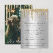 Grijze Glitter Drift Birthday Graduparty Kaart (Voorkant / Achterkant)