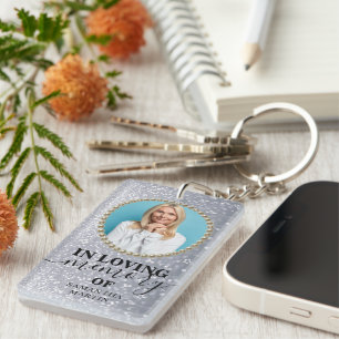 Grijze glitter drijft herinneringen in het liefheb sleutelhanger