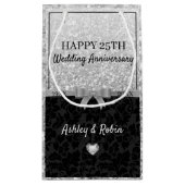 Grijze Glitter en Damask Klein Cadeauzakje (Achterkant)