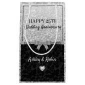 Grijze Glitter en Damask Klein Cadeauzakje (Voorkant)