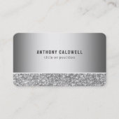 Grijze glitter en grijze metalen visitekaartje (Voorkant)