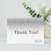 Grijze glitter ombre chic dank u bedankkaart (Staand voorkant)