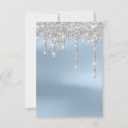 Grijze Glitterdruppels Zilveren Blauwe Bruids Swee Kaart (Achterkant)