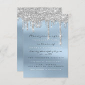 Grijze Glitterdruppels Zilveren Blauwe Bruids Swee Kaart (Voorkant / Achterkant)