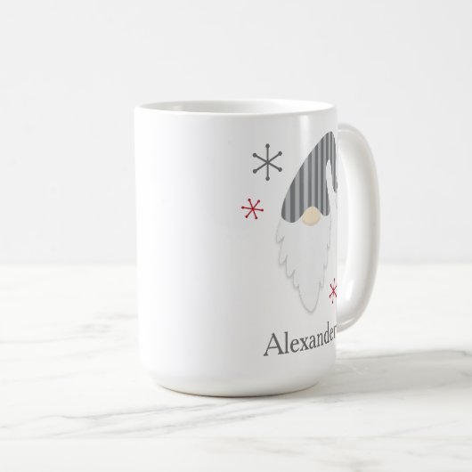 Grijze gnome en Snowflake Holiday Mok (Voorkant rechts)