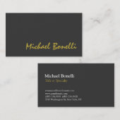 Grijze Gold Colour Handwriting Script-Visitekaartj Visitekaartje (Voorkant / Achterkant)