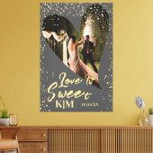 Grijze Gold Love is Sweet Wedding Canvas Afdruk (Insitu (Woonkamer))