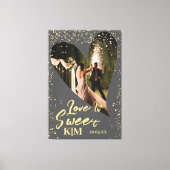 Grijze Gold Love is Sweet Wedding Canvas Afdruk (Voorkant)
