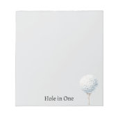 Grijze golfbal hole-in-one notitieblok (Voorkant)