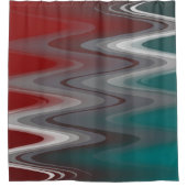 Grijze golven op blauwgroen met vuurwapens douchegordijn (Voorkant)