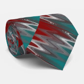 Grijze golven op blauwgroen met vuurwapens stropdas (Opgerold)