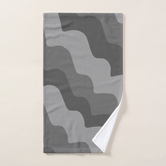 Grijze golvende oceaangolven verlooppatroon bad handdoek (Handdoek)