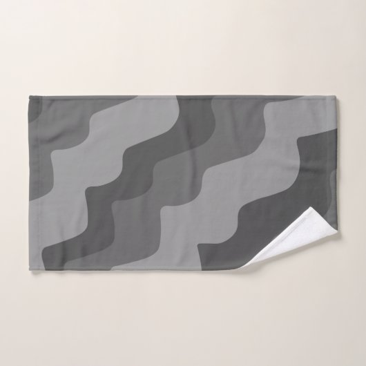 Grijze golvende oceaangolven verlooppatroon bad handdoek (Handdoek)