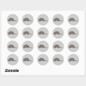 Grijze Gordeldier Ronde Sticker (Vel)