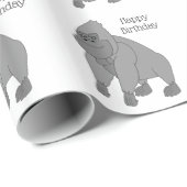 Grijze Gorilla Verjaardag Cadeaupapier (Rol Hoek)