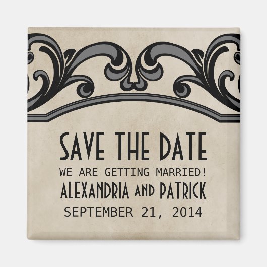 Grijze gothische cirkels opslaan Magnet Datum (Voorkant)