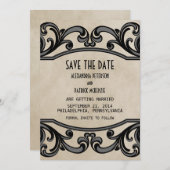 Grijze gotische krullen Save the Date uitnodiging (Voorkant / Achterkant)