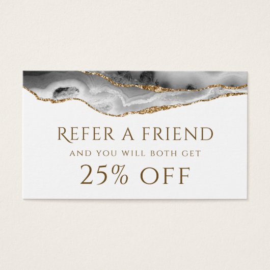 Grijze Goud Agate Referral-Kaart Visitekaartje (Voorkant)