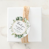 Grijze goudelegante eucalyptusbaby shower bedankjes labels (In situ)