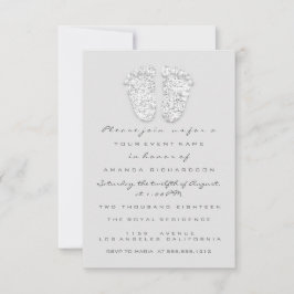 Grijze gouden Baby shower met zilver meisje Kaart