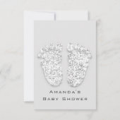 Grijze gouden Baby shower met zilver meisje Kaart (Achterkant)