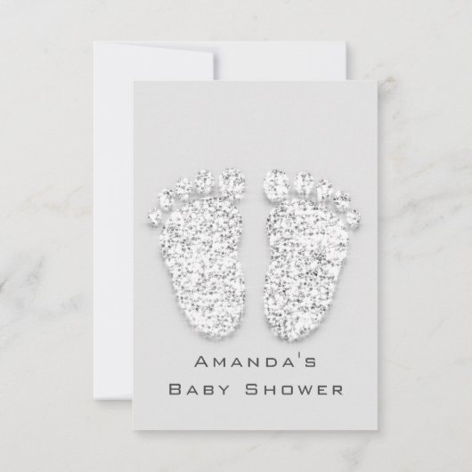 Grijze gouden Baby shower met zilver meisje Kaart (Achterkant)