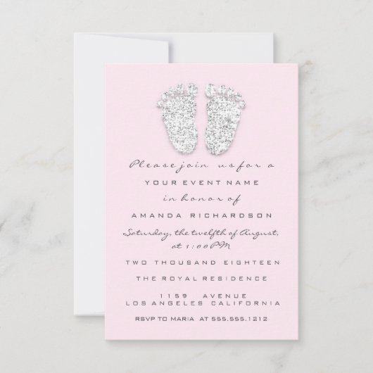 Grijze gouden Baby shower Voetbal Silver Girl Roze Kaart (Voorkant)