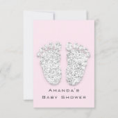 Grijze gouden Baby shower Voetbal Silver Girl Roze Kaart (Achterkant)