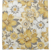 Grijze & Gouden Bloem Douchegordijn (Voorkant)