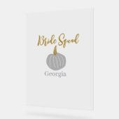 Grijze gouden pompoen herfst bride squad modern acryl bord (Hoek)