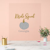 Grijze gouden pompoen herfst bride squad modern acryl bord (Huwelijk)