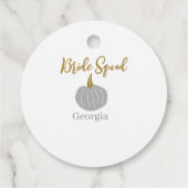 Grijze gouden pompoen herfst bride squad modern bedankjes labels (Achterkant)