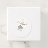 Grijze gouden pompoen herfst bride squad modern bedankjes labels (In situ)