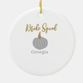 Grijze gouden pompoen herfst bride squad modern keramisch ornament (Achterkant)