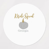 Grijze gouden pompoen herfst bride squad modern labels (Design 1)