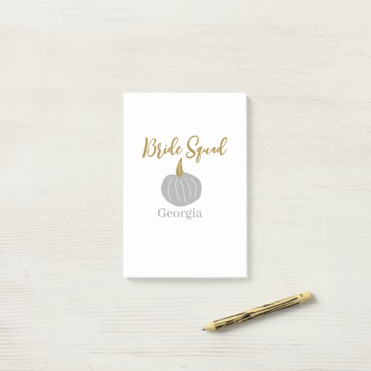 Grijze gouden pompoen herfst bride squad modern post-it® notes (Op bureau)