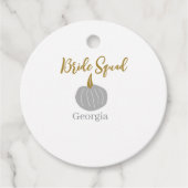 Grijze gouden pompoen herfst bruid squad modern  bedankjes labels (Voorkant)
